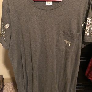Victoria’s Secret pink grey bling shirt size large